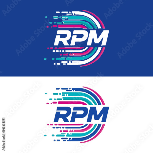 RPM logo design with colorful abstract lines.