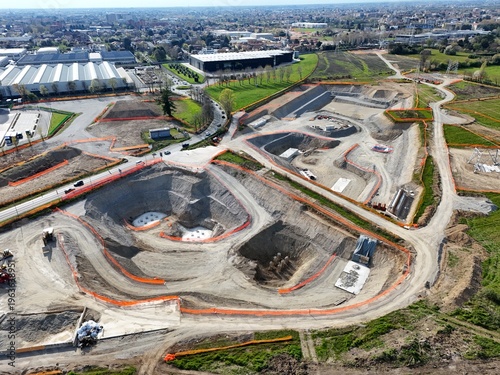 Canvastavla Vista aerea del cantiere della Pedemontana Lombarda in costruzione