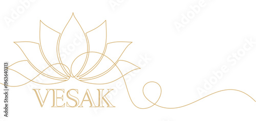 Vector line art style illustration of a lotus stem for Vesak Day
