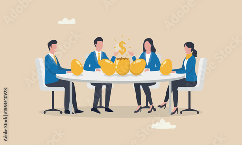 Growth or, dividends together from stock market metaphor or profit and return from investment asset concept, shiny golden eggs with one hatched as US dollar money sign