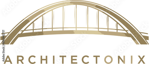 A logo of Architectonix featuring a gold bridge design on a white background