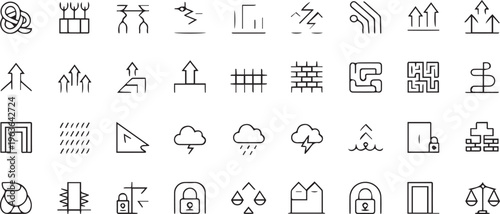 40 Line Icons, Business Symbols, Web Graphics, Minimalist Design Elements