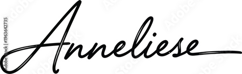 A elegant black signature of the name Anneliese on a white background