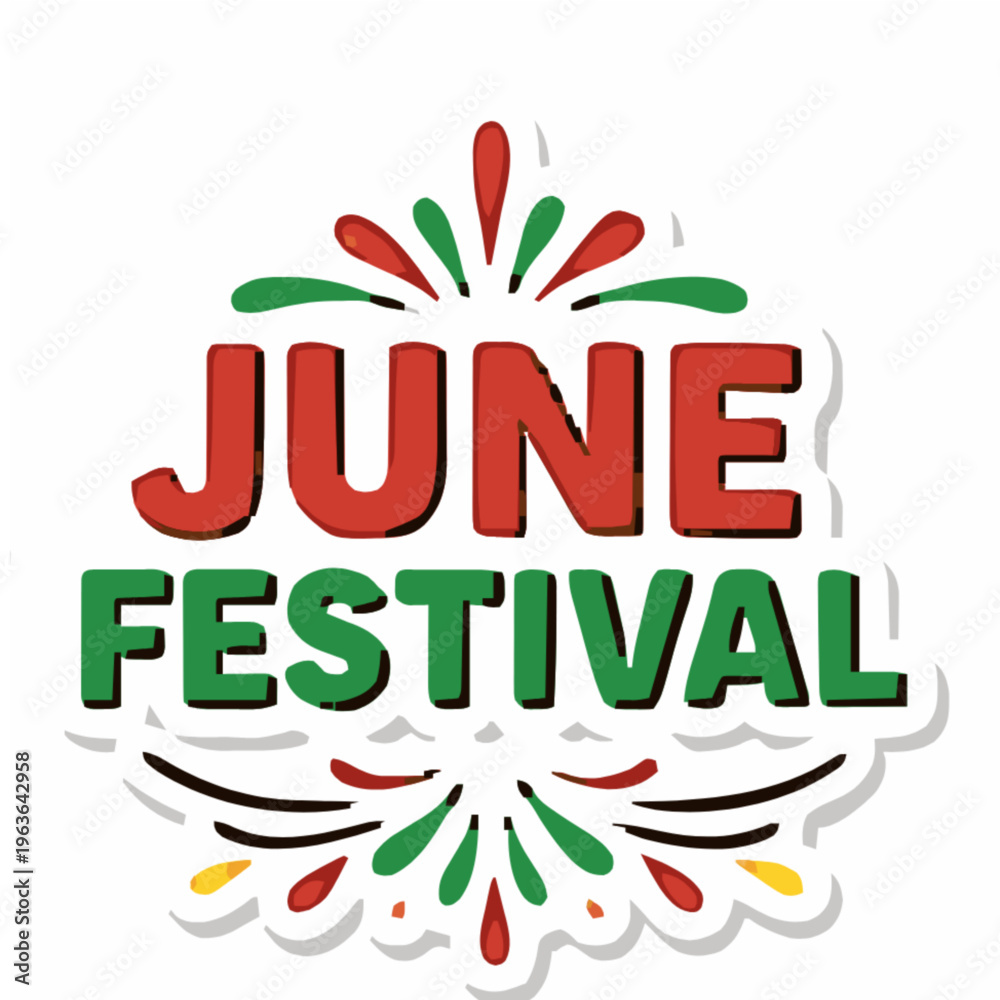 Fototapeta premium A colorful June Festival logo on transparent background