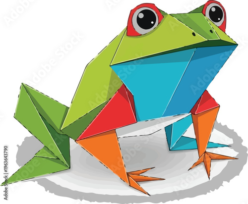 Colorful Low Poly Frog Geometric Animal Vector Illustration