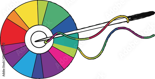 Color Wheel with Electrical Wires Creative Design Concept Vector Illustration