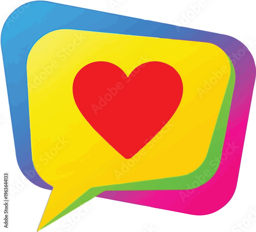 Love Chat Bubble Heart Icon Social Media Message Vector Illustration