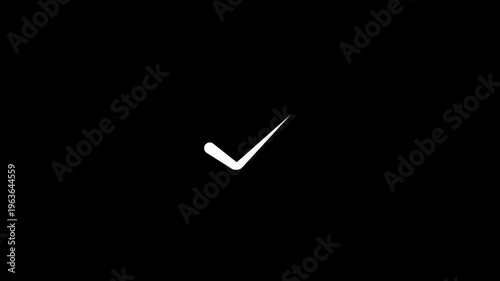 White color approved icon transparent background, right check mark, select tick mark, confirm, success , approved, yes icon signs, right mark. check box animation, Cheek mark icon black background