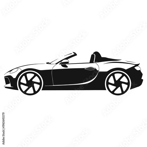 Convertible Car Open Roof Black Silhouette Vector – Luxury Vehicle Illustration