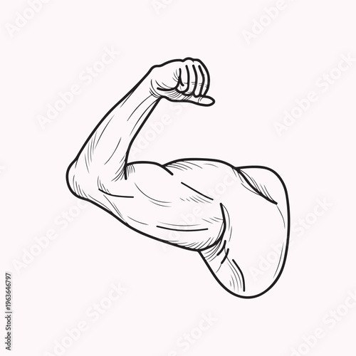 Vector sketch of a powerful clenched fist and muscular forearm