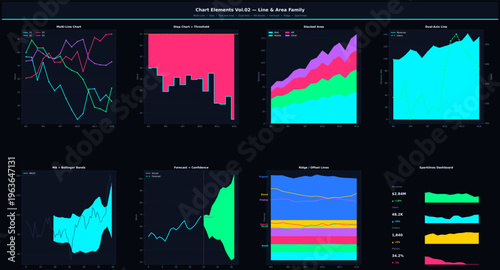 Abstract geometric vector illustration featuring complex line patterns, topographical area maps and linear data visualization structures