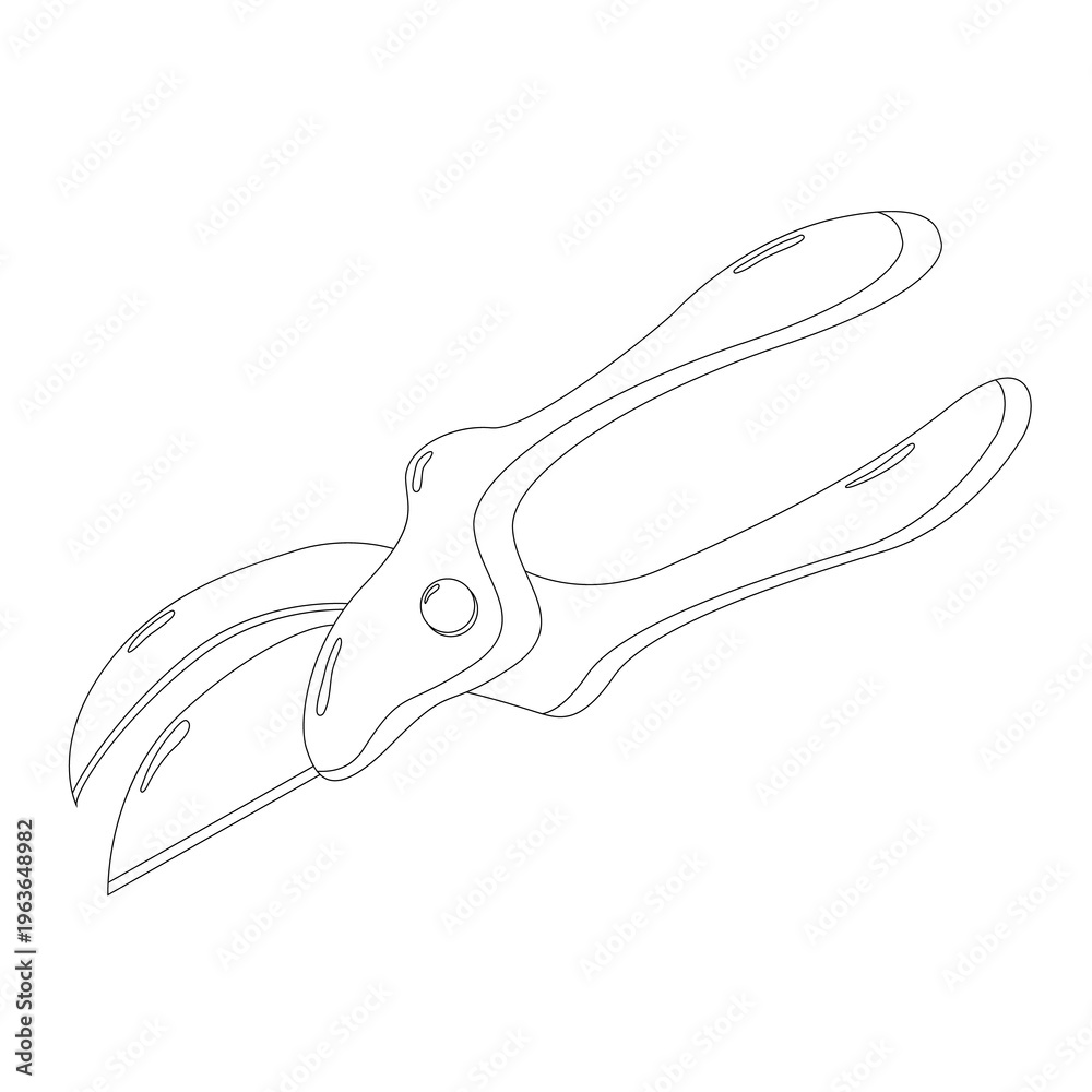 Obraz premium Pruning Shears Line Art Illustration