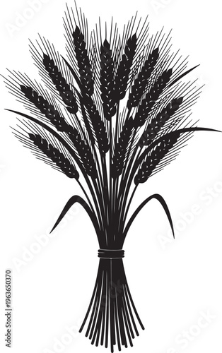 Wheat ears tied into a bundle, symbolizing harvest, agriculture, and natural produce on a transparent background.