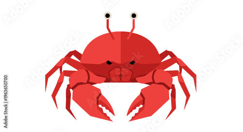 A vibrant red crab illustration stands alone on a white background, showcasing its detailed claws and eyes.