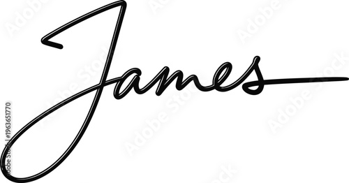A signature with the name James written in black cursive script on a white background