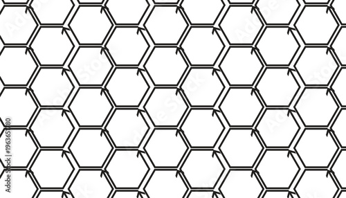 Black hexagonal pattern with internal arrows geometric