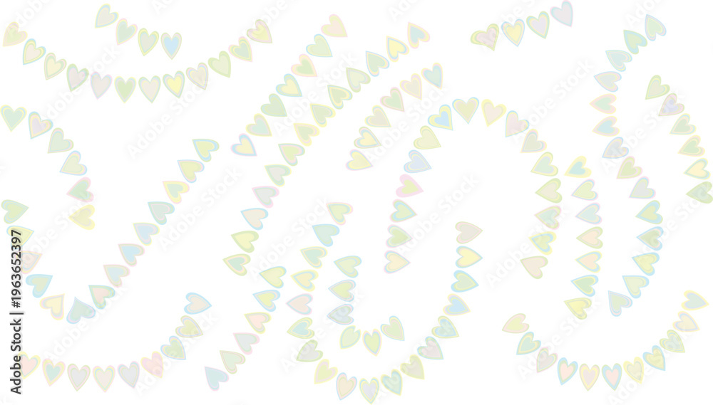 Fototapeta premium Pastel heart garlands and scattered hearts bunting
