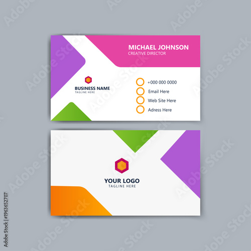 Colorful Geometric Business Card Template with Modern Creative Design