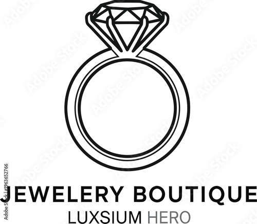 A minimalist logo design for a luxury jewelry boutique featuring a diamond ring