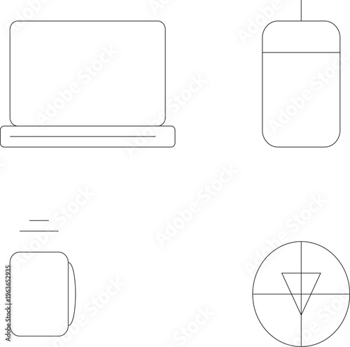 Freelancer Lifestyle Icons – Digital Nomad, Remote Work & Travel – Laptop, Coffee, Backpack Vector Set