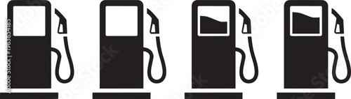 Four Black of Gas Pumps Showing Different Fuel Levels from Empty to Partially Full mtm4sfntksdq cover