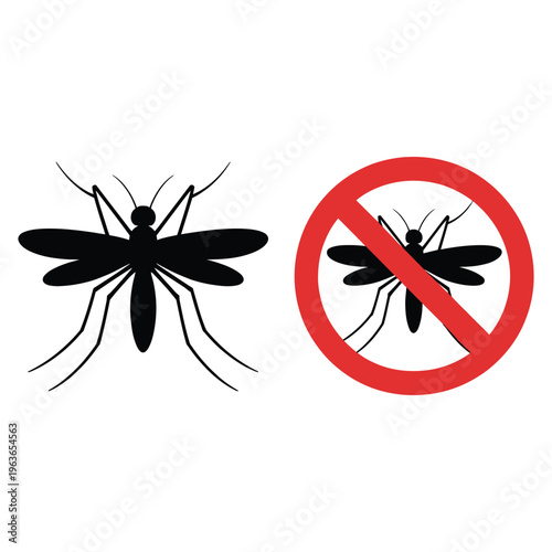 Mosquito sucking blood vector illustration on white background with insect and nature elements