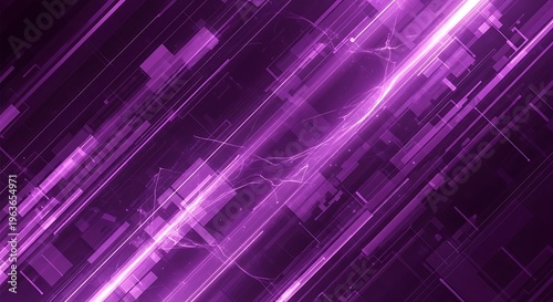 Vibrant abstract purple light lines streak across a sophisticated digital canvas, embodying advanced technology, data flow, and the intricate connections of a modern, futuristic network