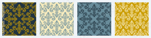 Fotografie Classic lily flower ornaments in seamless grid