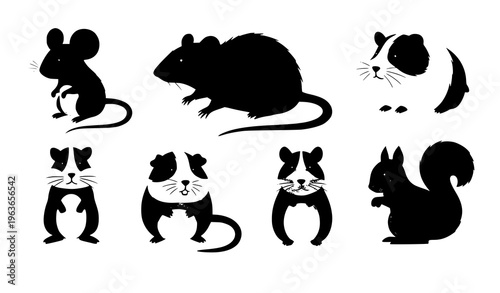 Cute rodent animals cartoon vector wildlife illustration set