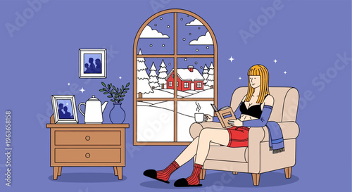 Woman relaxing in a cozy room with a cat