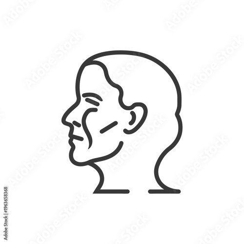 A simple black line drawing of a human face profile