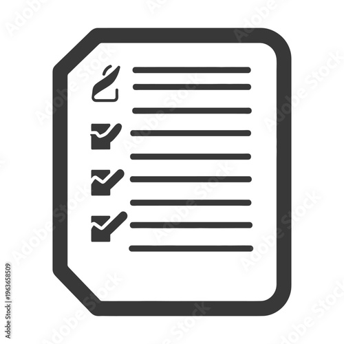 A checklist illustration with completed items and available list spaces