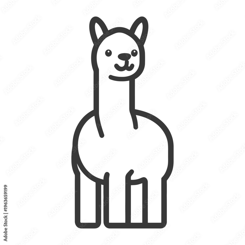 Fototapeta premium A friendly looking alpaca animal displayed with simple line art