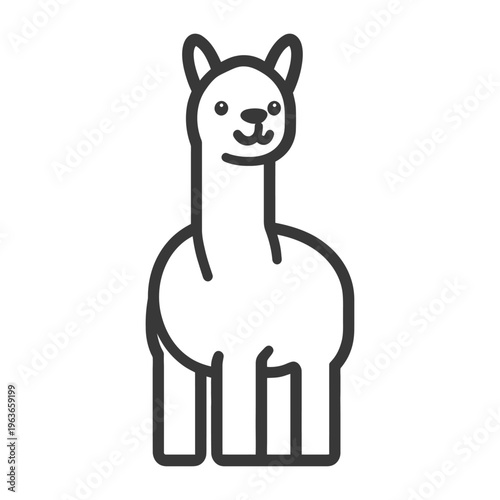 A friendly looking alpaca animal displayed with simple line art