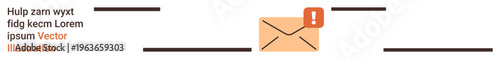 Communication updates, email alerts, messaging apps, digital notifications, workflow reminders, information exchanges. Envelope icon with an alert symbol. Communication and email alerts concept