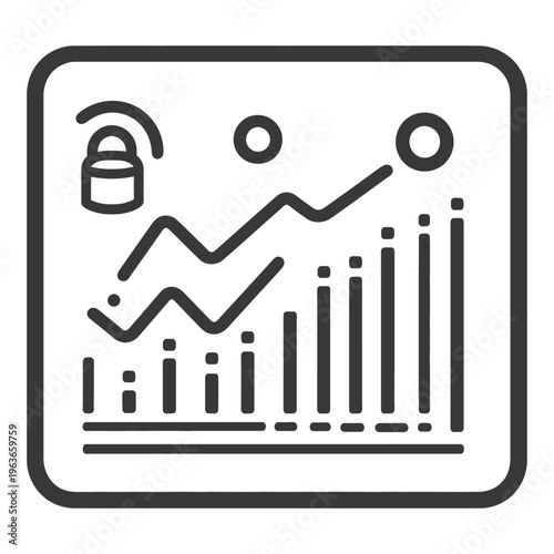 Graphical depiction of financial data growth with security measures