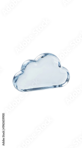 Transparent Blue Cloud Shape Isolated On White Background