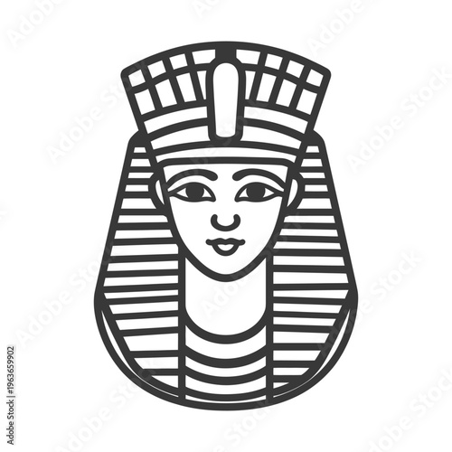 A stylized portrait of an ancient Egyptian pharaoh with headdress