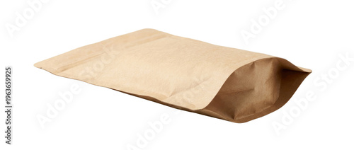 Empty Kraft Paper Pouch Open Isolated White Background