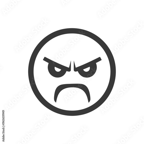 An illustration depicting a displeased facial expression in circular outline