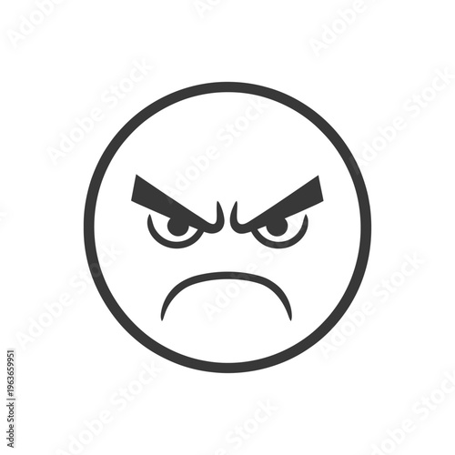 The illustration depicts an angry emoji with a frowning expression and dark lines