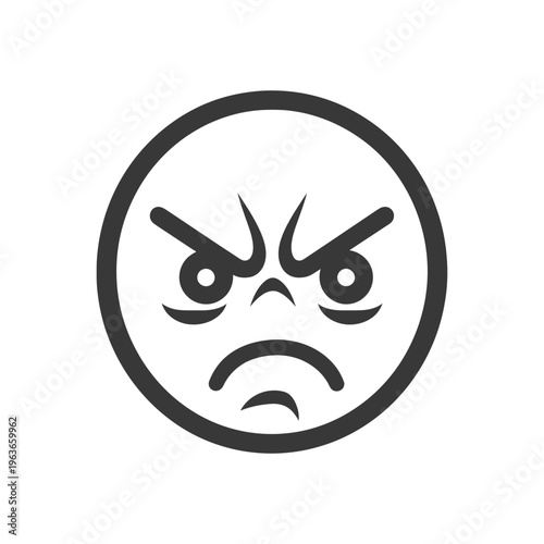 An illustration showing an angry face with furrowed eyebrows and frown