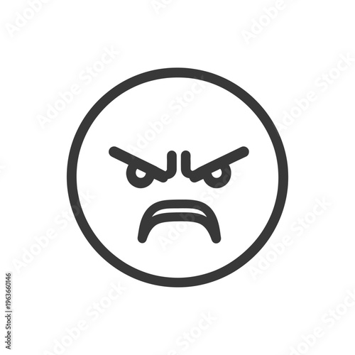 A circular angry face with furrowed brows and frowning mouth