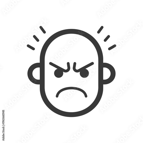 A simple illustration of an angry face with expressive features