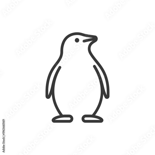 A simple black and white line art depiction of a penguin