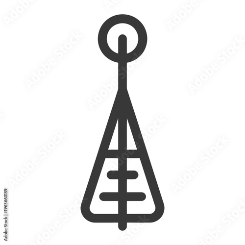 A simple minimalist icon depicting a communication antenna tower