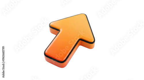 Orange 3D Arrow Cursor Pointing Up Right