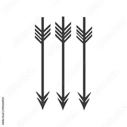 Three downward pointing arrows arranged in symmetrical vertical fashion