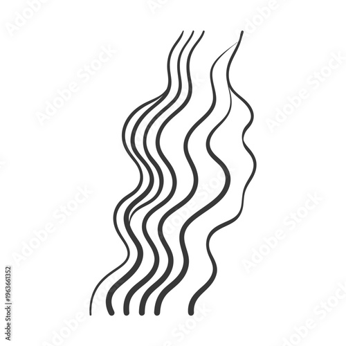A simplistic illustration depicting wavy abstract flowing lines of black