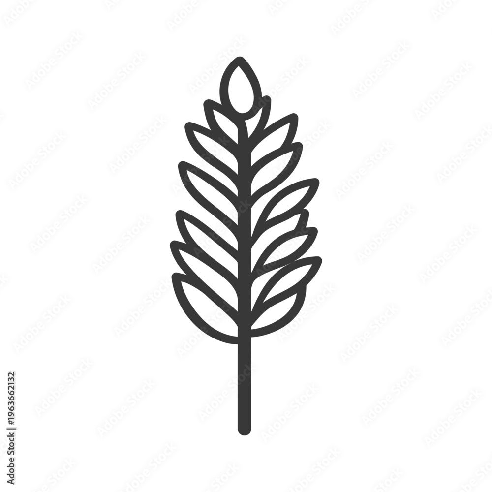 Fototapeta premium A simple graphic illustration of a stylized plant stem and leaves